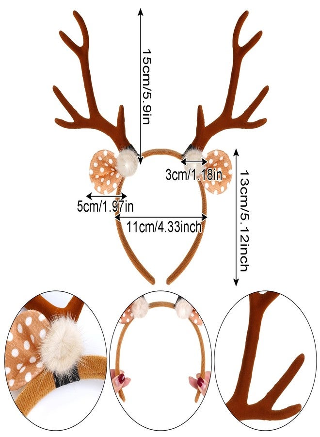 phnydreg 2 Pcs Deer Costume Kit Deer Headband Antlers with Makeup Stickers for Halloween Cosplay Party Favors - Image 2